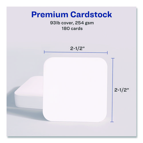 Clean Edge Square Cards, Inkjet, 2.5 x 2.5, 180 Cards, 9 Cards/Sheet, 20 Sheets/Pack