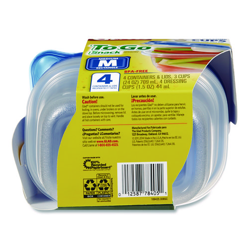 To Go Lunch Containers, 2 Compartments, 32 oz, Plastic, 4/Pack