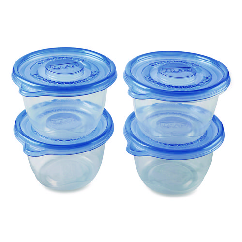 To Go Lunch Containers, 2 Compartments, 32 oz, Plastic, 4/Pack