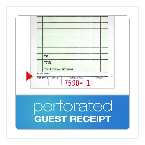 One-Part Guest Check Pad with Perforated Stub, One-Part (No Copies), 3.4 x 6.25, 50 Forms/Pad, 10 Pads/Pack