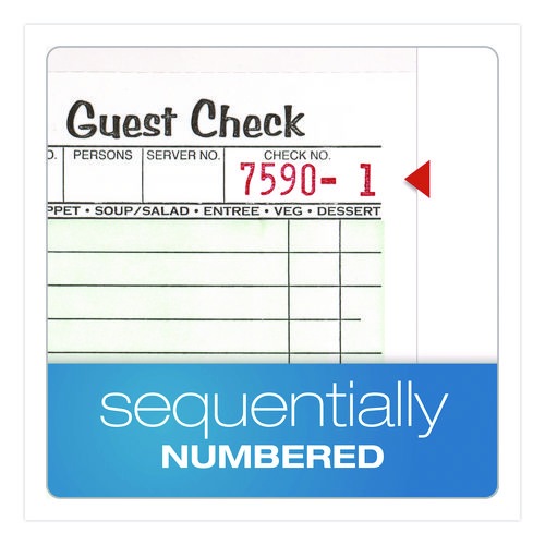 One-Part Guest Check Pad with Perforated Stub, One-Part (No Copies), 3.4 x 6.25, 50 Forms/Pad, 10 Pads/Pack