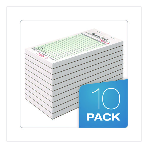 One-Part Guest Check Pad with Perforated Stub, One-Part (No Copies), 3.4 x 6.25, 50 Forms/Pad, 10 Pads/Pack