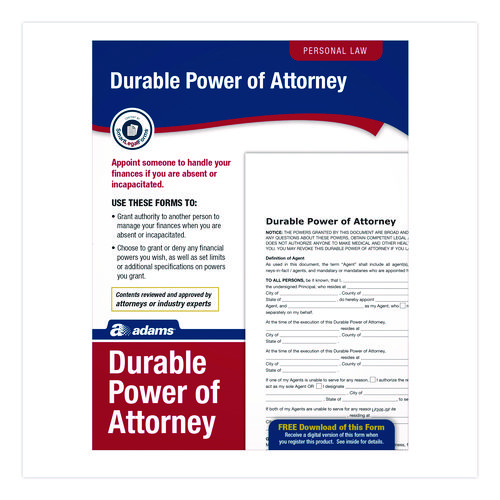 Durable Power of Attorney Digital Download with Instructions, 8.5 x 11, Unlimited Number of Forms