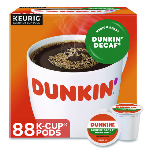 K-Cups, Dunkin' Decaf, 0.37 oz, 22/Box, 4 Boxes/Carton