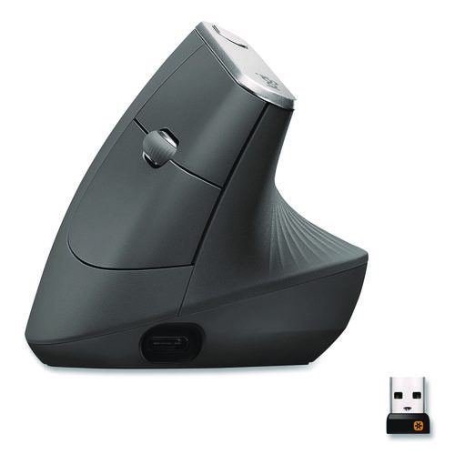 MX Vertical Advanced Ergonomic Mouse, 2.4 GHz Frequency/33 ft Wireless Range, Left/Right Hand Use, Graphite