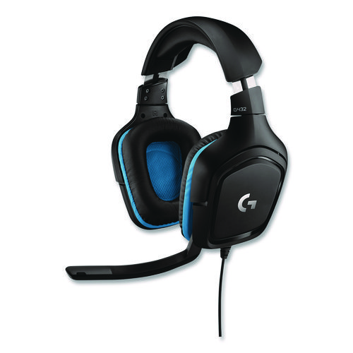 G432 7.1 Surround Sound Wired Gaming Binaural Over The Head Headset, Black/Blue