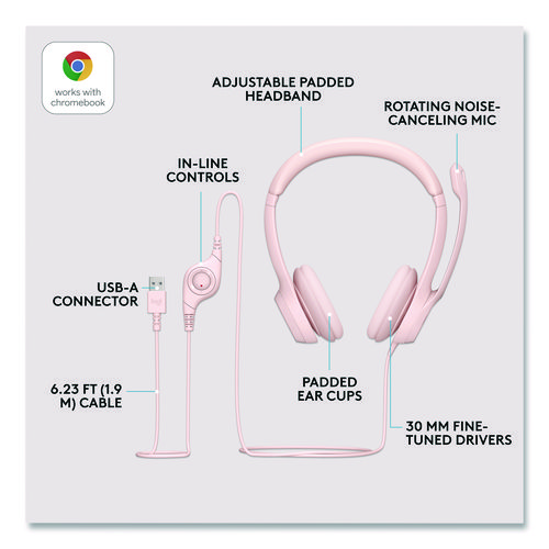 H390 Binaural Over The Head Headset, Rose