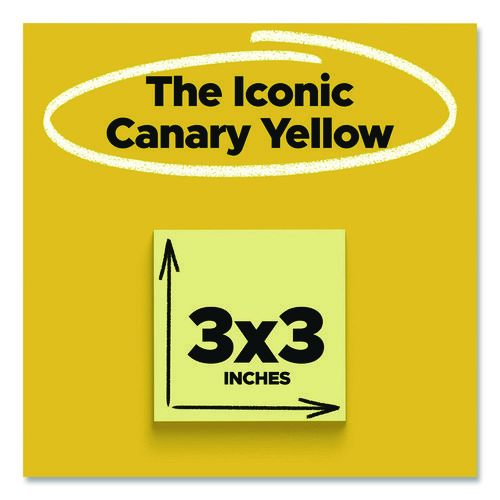 Super Sticky Pads in Canary Yellow, 3 x 3, 90 Sheets/Pad, 10 Pads/Pack