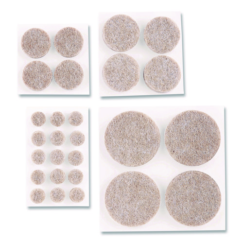 Felt Pad Protectors, Assorted Round, Beige, 78/Pack