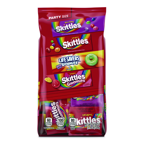 Skittles, Skittles Gummies and Life Savers Gummies Party Pack, Assorted, 18.56 oz Bag