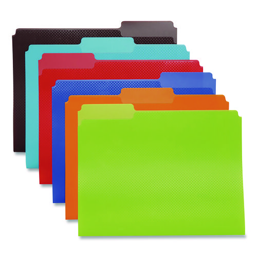 Colorful Poly File Folders, 1/3-Cut Tabs: Assorted, Letter Size, Assorted Colors, 24/Pack