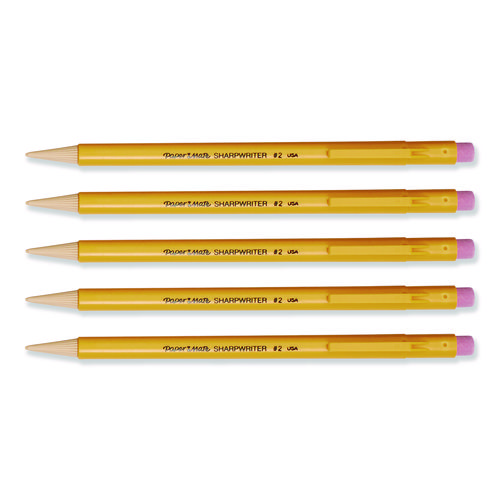 Sharpwriter Mechanical Pencil, 0.7 mm, HB (#2), Black Lead, Classic Yellow Barrel, 5/Pack