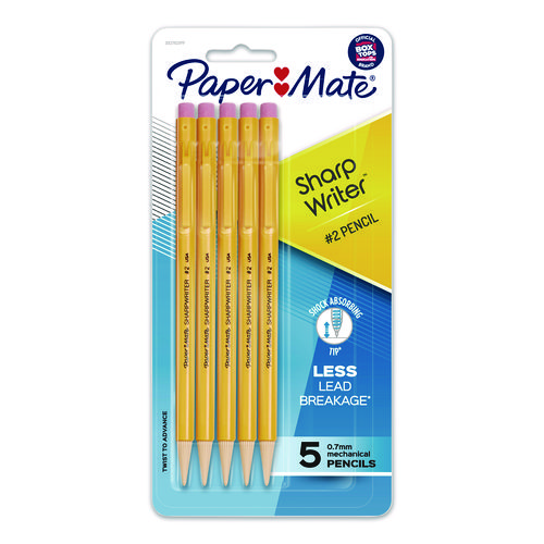 Sharpwriter Mechanical Pencil, 0.7 mm, HB (#2), Black Lead, Classic Yellow Barrel, 5/Pack