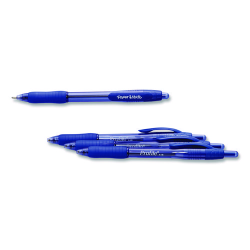 Profile Ballpoint Pen, Retractable, Bold 1.4 mm, Blue Ink, Translucent Blue Barrel, 4/Pack