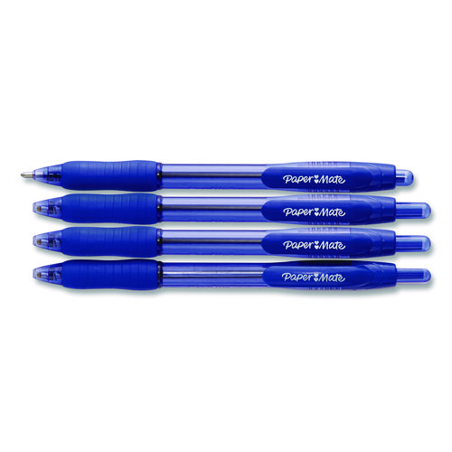 Profile Ballpoint Pen, Retractable, Bold 1.4 mm, Blue Ink, Translucent Blue Barrel, 4/Pack