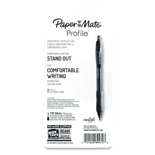 Profile Ballpoint Pen, Retractable, Bold 1.4 mm, Blue Ink, Translucent Blue Barrel, 4/Pack