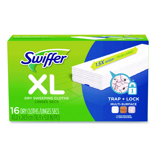 Sweeper XL Dry Refill Cloths, 16.9 x 9.8, White, 16/Box