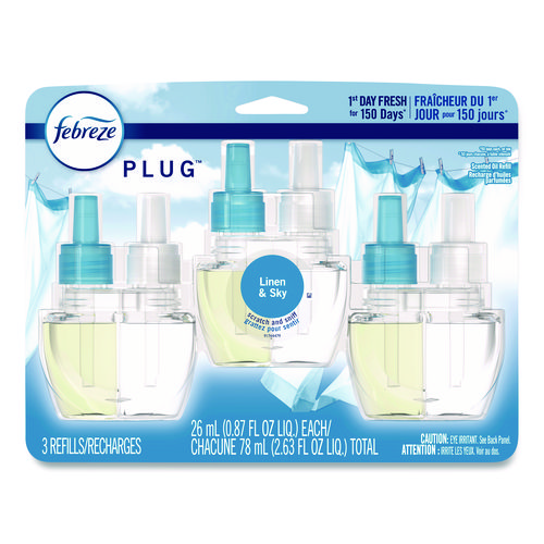 PLUG Air Freshener Refills, Linen and Sky, 0.87 oz, 3/Pack