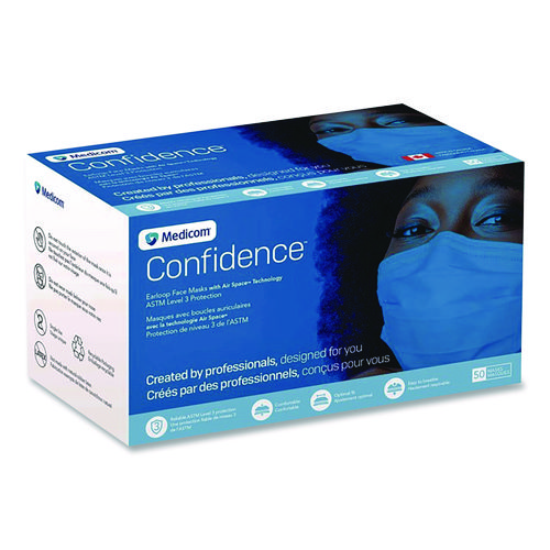 Three-Ply Disposable Face Mask, Paper, One Size Fits Most, 50/Box