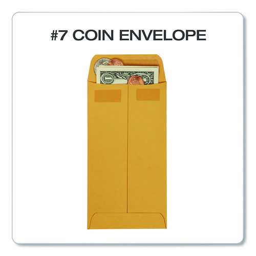 Redi-Seal Coin and Small Parts Envelope, #7, Cheese Blade Flap, Redi-Seal Adhesive Closure, 3.5 x 6.5, Kraft Brown, 500/Box