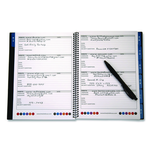 Large Password Log Book, 384 Total Entries, 4 Entries/Page, Black Plastic Cover, (48) 10 x 7.5 Sheets