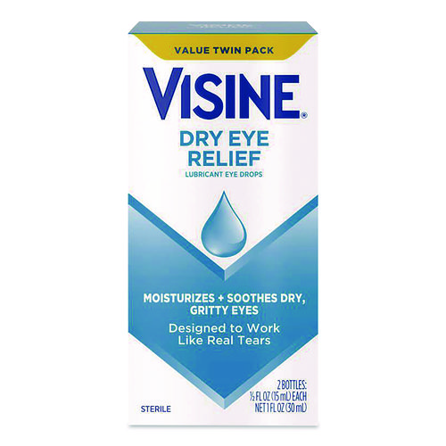 Dry Eye Relief Lubricant Eye Drops, 15 mL Bottle, 2/Box