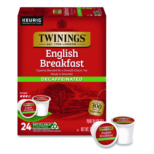 Tea K-Cups, English Breakfast Decaf, 0.11 oz, 24/Box