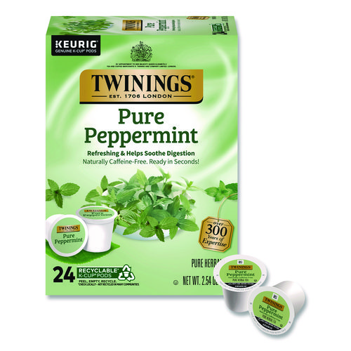 Tea K-Cups, Pure Peppermint, 0.11 oz, 24/Box