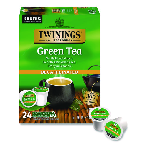 Tea K-Cups, Decaf Green Tea, 0.11 oz, 24/Box