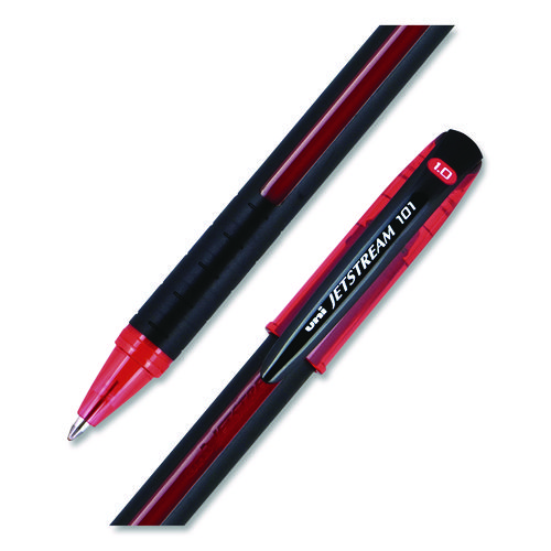 Jetstream 101 Hybrid Gel Pen, Stick, Bold 1 mm, Red Ink, Black/Red Barrel, Dozen