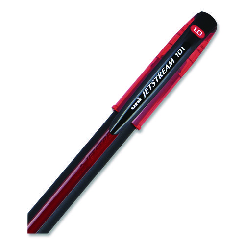 Jetstream 101 Hybrid Gel Pen, Stick, Bold 1 mm, Red Ink, Black/Red Barrel, Dozen