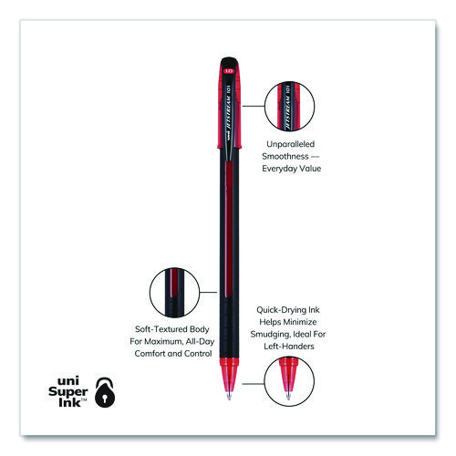 Jetstream 101 Hybrid Gel Pen, Stick, Bold 1 mm, Red Ink, Black/Red Barrel, Dozen