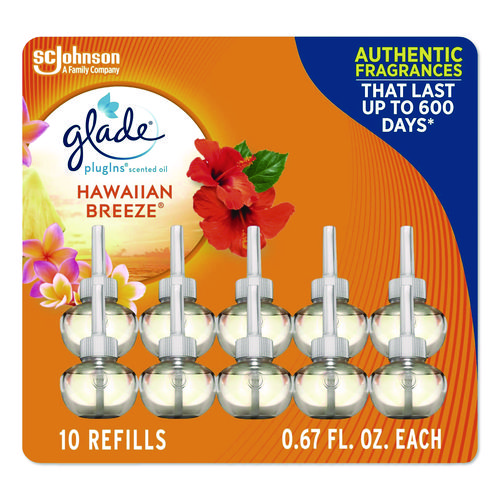 Plugin Scented Oil Refill, Hawaiian Breeze, 0.67 oz, 10/Pack