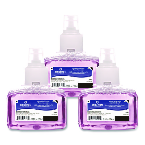 Antibacterial Foaming Hand Soap Refill for LTX Dispenser, Plum Scent, 23.6 oz, 3/Carton