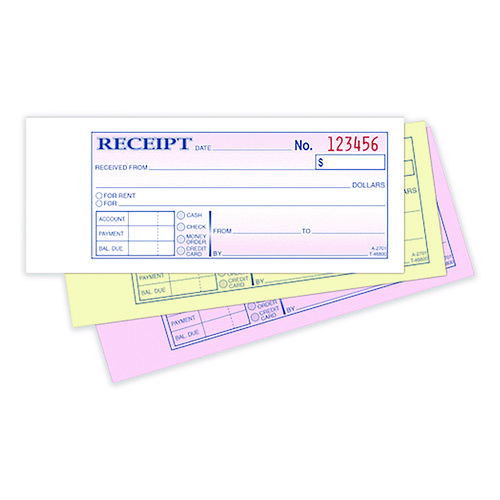 Multipart Money/Rent Receipt Book, Three-Part Carbonless, 6.69 x 2.75, 50 Receipts/Book, 3 Books/Pack