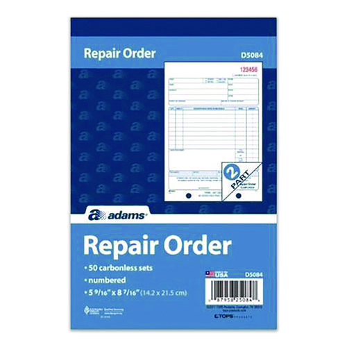 Multipart Repair Order Pad, Two-Part Carbonless, 5.56 x 7.94, 50 Forms Total