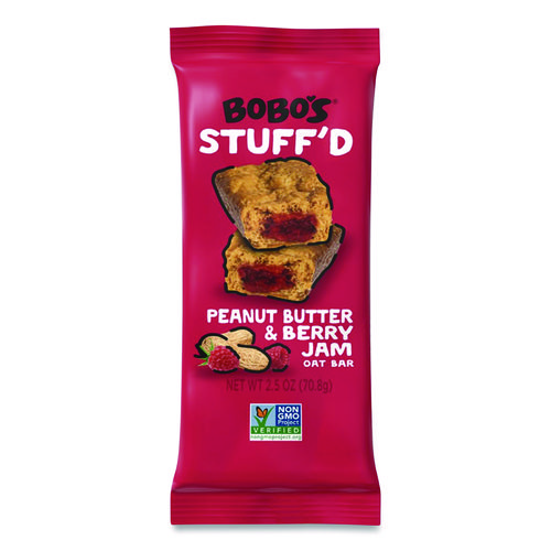 Stuff'd Gluten-Free Peanut Butter and Berry Jam Oat Bar, 2.5 oz Bar, 12/Box