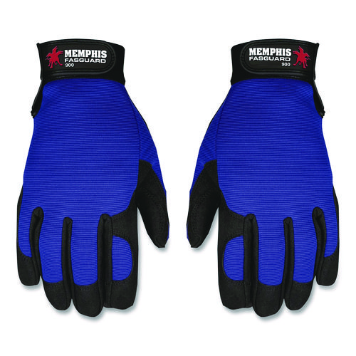 Memphis Gloves Fasguard Clarino Synthetic Leather Palm Multi-Task Gloves, Blue/Black, Large