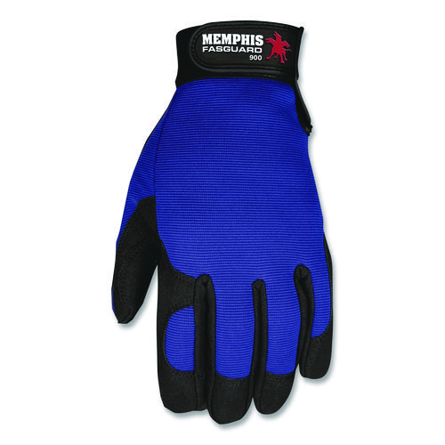 Memphis Gloves Fasguard Clarino Synthetic Leather Palm Multi-Task Gloves, Blue/Black, Large