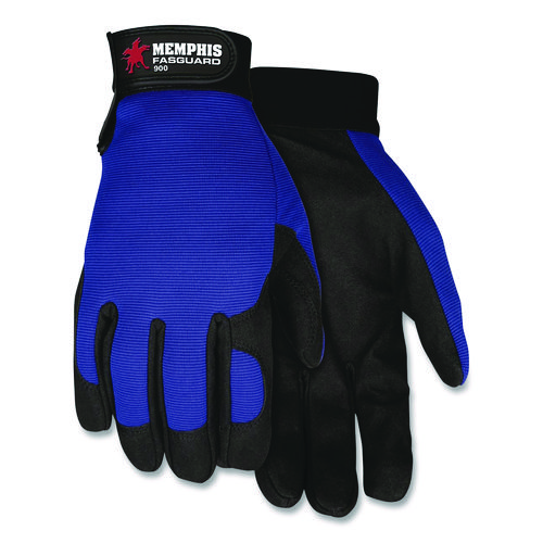 Memphis Gloves Fasguard Clarino Synthetic Leather Palm Multi-Task Gloves, Blue/Black, Large