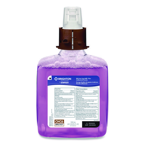 Antibacterial Foaming Hand Soap Refill for BP Dispensers, Plum Scent, 1,200 mL, 2/Carton