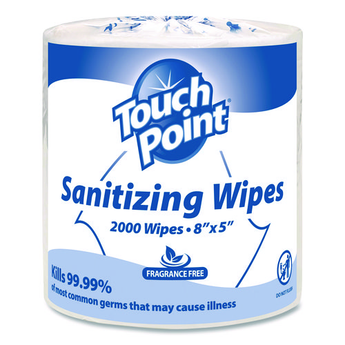 Hand Sanitizing Wipes Refill, 5 x 8, Fragrance Free, White, 2,000 Wipes/Roll, 2 Rolls/Carton