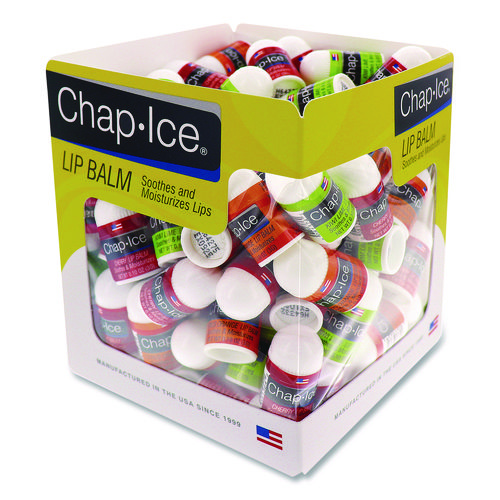 Lip Balm, Cherry/Kiwi/Orange Flavors, 1" Tube, 100/Box