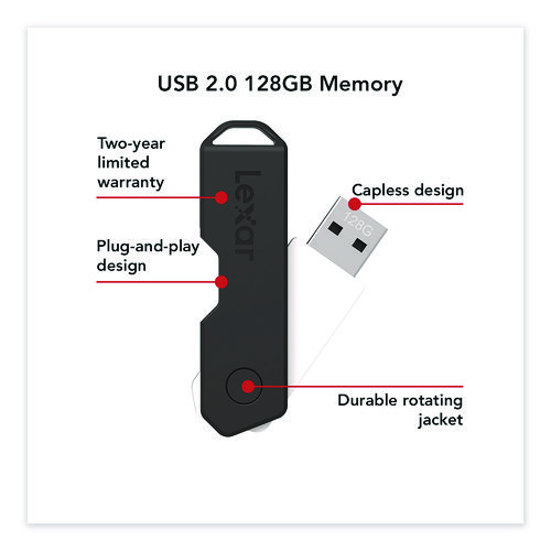 Twist Turn2 USB 2.0 Flash Drive, 128 GB, Black