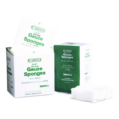 Non-Woven Gauze Sponges, Non-Sterile, 4-Ply, 4 x 4, 200/Box