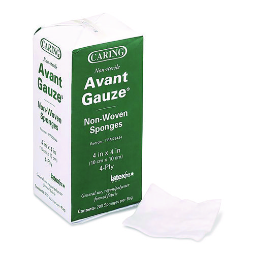 Non-Woven Gauze Sponges, Non-Sterile, 4-Ply, 4 x 4, 200/Box