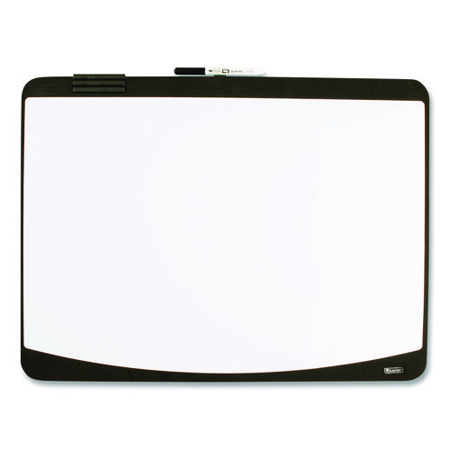 Tack/Write Dry Erase Marker Board, 25.5" x 17.5", Black/White Surface, Black Plastic Frame