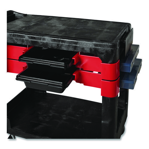 Two-Shelf Trades Cart, Plastic, 2 Shelves, 2 Drawers, 330 lb Capacity, 19.25" x 38" x 33.38", Black