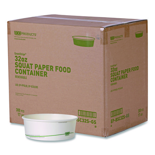 GreenStripe Paper Food Containers, 7.28" dia x, 2.48", White, 300/Carton