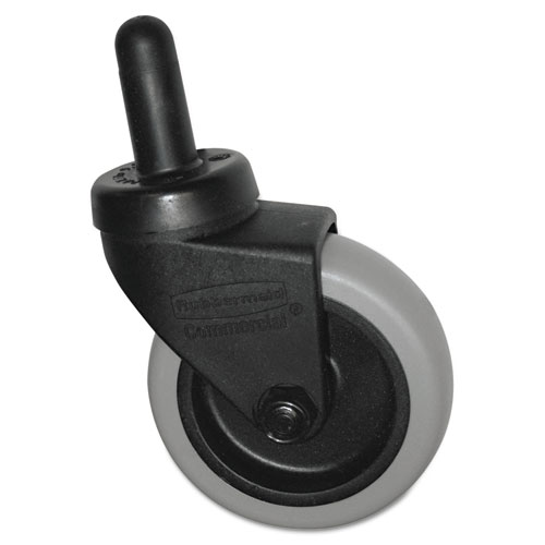 Replacement Swivel Bayonet Casters, 3 Wheel, Thermoplastic Rubber, Black